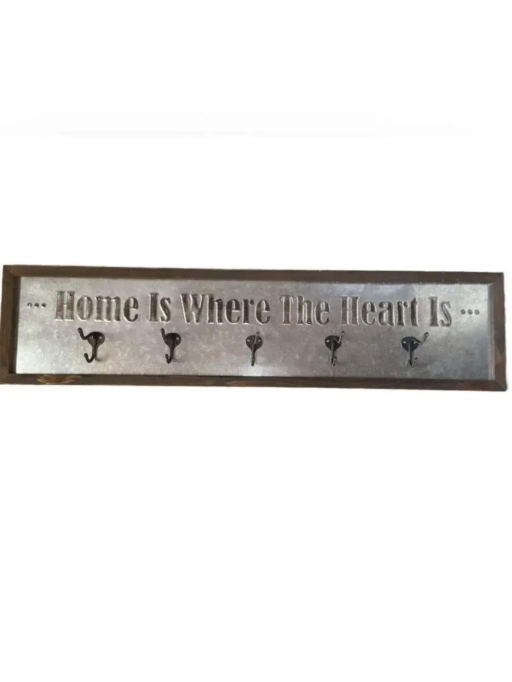 Element 'Home Is Where The Heart Is' Metal and Wood Hook Rack - Brown & Silver